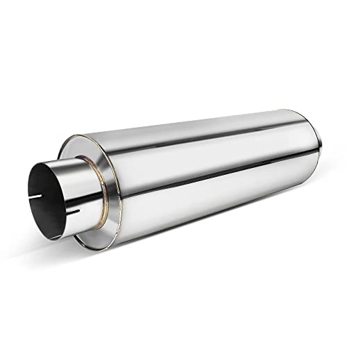 JY Performance 5 inch Muffler Diesel, Muffler 8' x 24' Body 30' Whole Length Straight Through Stainless Steel Welded On Resonator Muffler