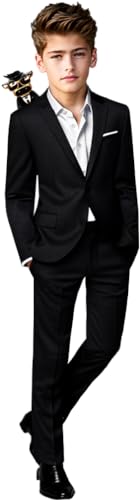 Black n Bianco Boys' First Class Slim Suits Black 16