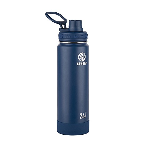 Takeya Actives 24 oz Vacuum Insulated Stainless Steel Water Bottle with Spout Lid, Premium Quality, Midnight Blue