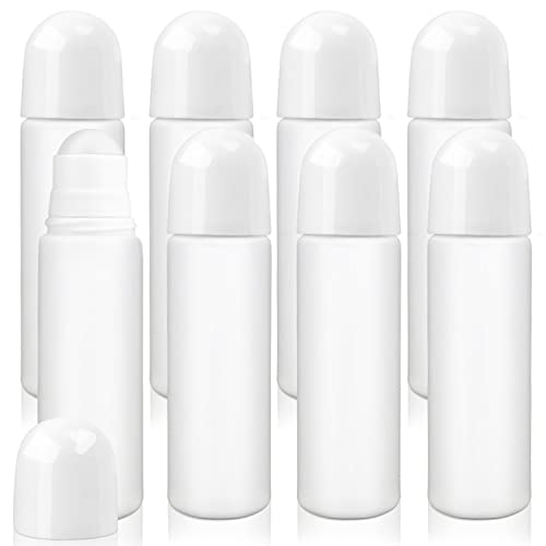 8 Pack 100ml/3.38oz Plastic Roller Bottles Empty Refillable Roll On Bottle Leak-Proof Deodorant Containers Anti-perspirant Dispenser for Essential Oil Perfumes Balms - White