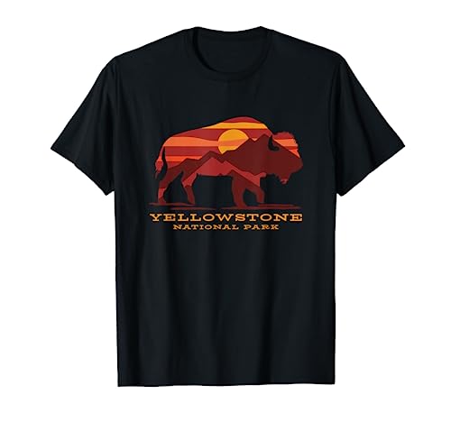 Yellowstone National Park Wyoming Buffalo Bison Sunset T-Shirt
