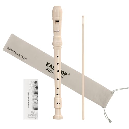 EAST TOP Soprano Recorder for Kids Beginners, 8 Hole Plastic German Fingering Flute Recorder 3 Piece with Cleaning stick, Cotton pouch, Fingering Chart, Colorful box (Ivory), as a gift