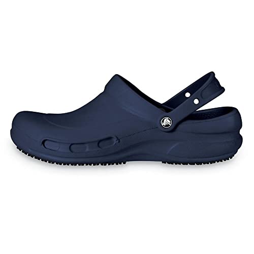 Crocs Unisex Adult Men's and Women's Bistro Clog | Slip Resistant Work Shoes, Navy, 9 US