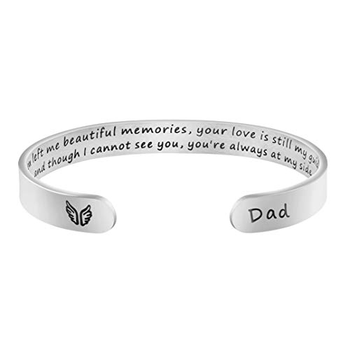 JoycuFF In Memory Of Gifts for Loss of Dad Father Memorial Jewelry Sympathy Bracelet Secret Message Engraved Grief Bereavement Gifts for Women Girl