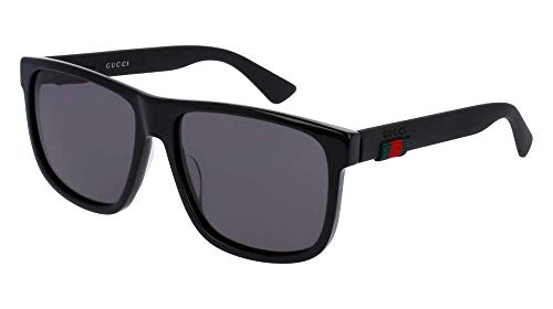 Gucci GG0010S 001 58M Black/Grey Square Sunglasses For Men For Women+FREE Complimentary Eyewear Care Kit