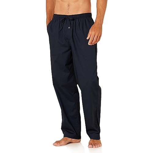 Amazon Essentials Men's Straight-Fit Woven Pajama Pant, Navy, Large