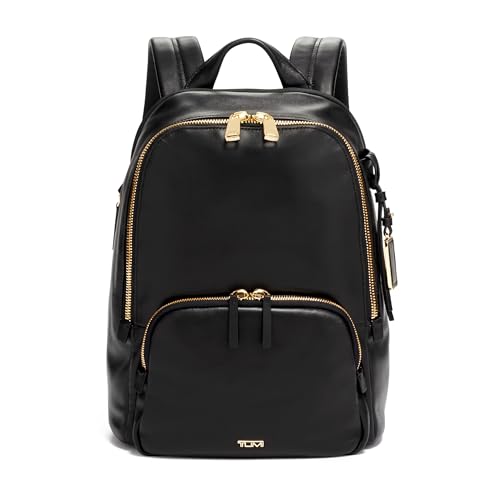 TUMI Voyageur Hannah Leather Backpack - Women's Backpack & Computer Bag - For Everyday Use & Travel - Black & Gold Hardware