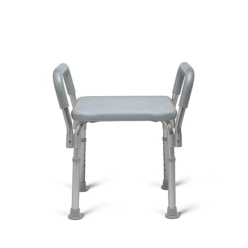 Medline Backless Shower Chair with Arms - 350 lb. capacity, Bench, Stool, Seat for Elderly, Seniors Independent Adult and Disabled Adults