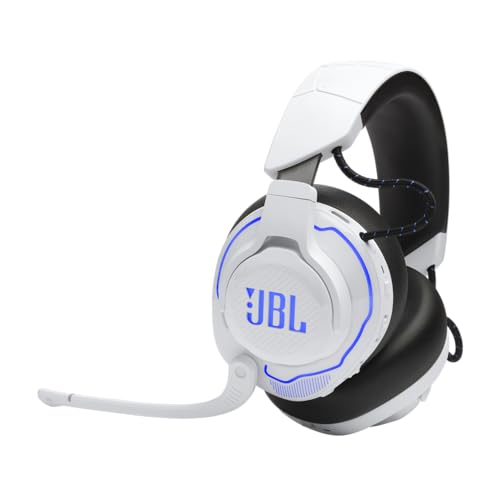 JBL Quantum 910P - Wireless Consol Over-Ear Gaming Headset with Head Tracking-Enhanced, Active Noise Cancelling and Bluetooth, QuantumSPATIAL 360, Hi-Res Certified, Low Latency Wireless (White)