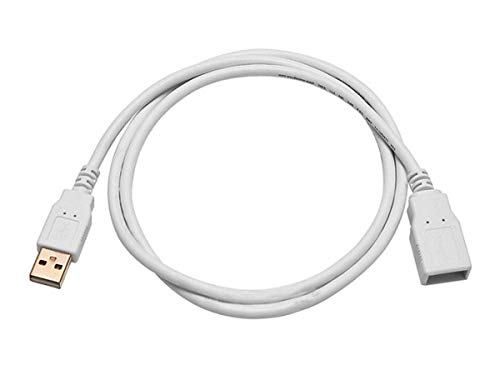 Monoprice 3-Feet USB 2.0 A Male to A Female Extension 28/24AWG Cable (Gold Plated), White (108605)