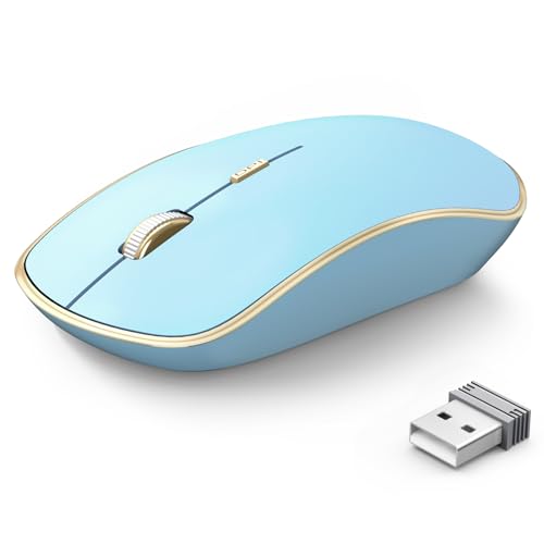 JOYACCESS J Wireless Mouse for Laptop, Portable Computer Mouse Wireless with 5 Adjustable DPI Levels, Silent Mouse for Notebook, MacBook, Chromebook, PC (Blue)