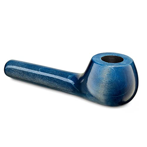 Mini Handmade Smoking Tobacco Pipe - Model Suzi Blue - Pear Wood Roots for Smoke Wooden Bowl in Gift Box - Great for Herbs Mini Puffs and Smoke (Blue)