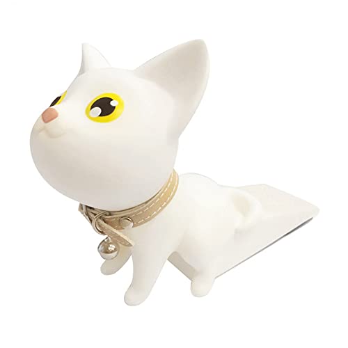 TXYAON Cute Cat Door Stopper,Works on All Surfaces, Non Scratching, Strong Grip (Lovely Cat White)