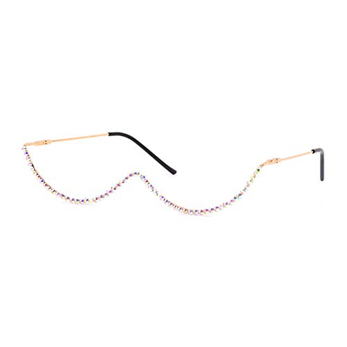 Naimo No Lens Sparkling Crystal Eyeglasses Diamond Decor Metal Half Frame Retro Sunglasses Women Glasses Without Lens