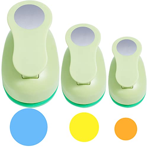 UCEC Circle Cutter, 3 Pcs Circle Punch, Craft Punch, Circle Paper Cutter for Crafting, 3/8+5/8+1Inch Circle Hole Punch for Paper Crafts