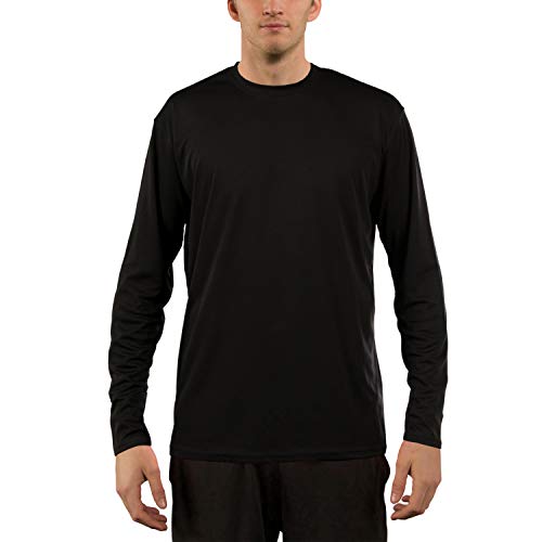 Vapor Apparel Men's Outdoor UPF 50+ Long Sleeve T-Shirt, UV Sun Protection for Fishing, Running, Hiking, L, Black