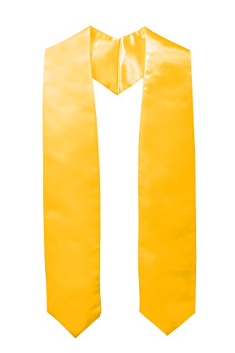 GraduationMall Unisex Adult Plain Graduation Stole 60' Gold