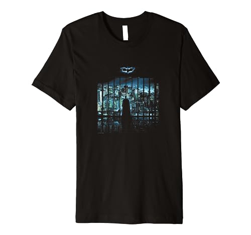 The Dark Knight Batman City Skyline Window Poster Premium T-Shirt