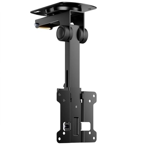 WALI Folding Ceiling TV Mount, Swivel and Flip Down TV Bracket for 13 to 27 inch Flat Screens up to 44 Lbs, Under Cabinet Mounting Saving Space Max Mounting Holes 100x100mm(FCM101), Black