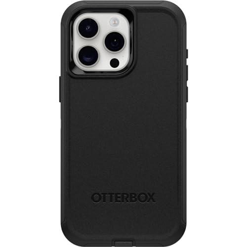 OtterBox iPhone 15 Pro MAX (Only) Defender Series Case - BLACK, Screenless, Rugged & Durable, with Port Protection, Includes Holster Clip Kickstand