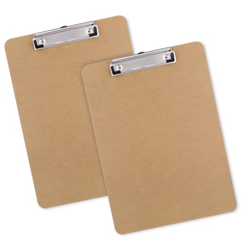 Macroclo Wood Clipboards Set of 2, Letter Size Hardboard Clip Board 8.5x11 for Classroom, Students, Kid, A4 Standard Clipboard Size 9' x 12.5' with Low Profile Clip, Office Supply, School Supply.