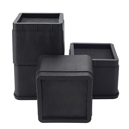 BTSD-Home Bed Risers 3 or 6 Inch Heavy Duty Stackable Furniture Risers for College Dorm Bed Sofa Table Couch Chair Bed Raisers Blocks 4 Pack Black