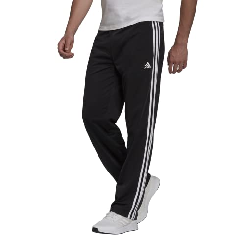 adidas Men's Essentials Warm-up Open Hem 3-stripes Tracksuit Bottoms, Black/White, Medium/31' Inseam