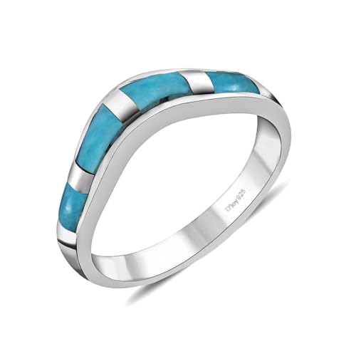 Shop LC Santa Fe Style Turquoise Ring for Women 925 Sterling Silver Band Boho Western Jewelry Mothers Day Gifts for Mom Promise Rings Size 10 Birthday Mothers Day Gifts for Mom