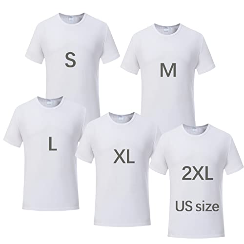 ORJ 5 PCS Unisex Sublimation Blank T Shirt White Polyester Shirts Crew Neck Short Sleeve for Sublimation T Shirt