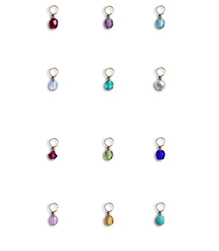 EFYTAL Birthstone Charms, Tiny Add-On Birth Month Charm, Sterling Silver or Gold Filled, Add Custom Birthstone to Any Necklace, No Chain Included