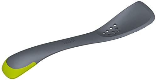 Joseph Joseph - Uni-tool 5-in-1 Silicone Kitchen Utensil, Slotted Spoon, Turner, Cutting Tool, Solid Spoon and Spatula in one- Grey, 12 long