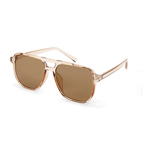 FEISEDY Retro Square Aviator Sunglasses Women Men 70s Vintage Trendy Plastic Frame Sun Glasses B2835