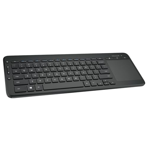 Microsoft Wireless All-In-One Media Keyboard,Black - Wireless Keyboard with Track Pad. USB Wireless Receiver. Spill Resistant Design. 2AAA Batteries Included.