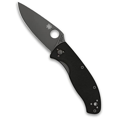 Spyderco Tenacious Folding Utility Pocket Knife with 3.39' Black Stainless Steel Blade and Durable G-10 Handle - Everyday Carry - PlainEdge - C122GBBKP