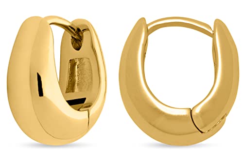 MILLA 14k Gold or Sterling Silver Hypoallergenic Huggie Earrings for Women - Y2K Preppy Lightweight Ear Huggers, 12mm
