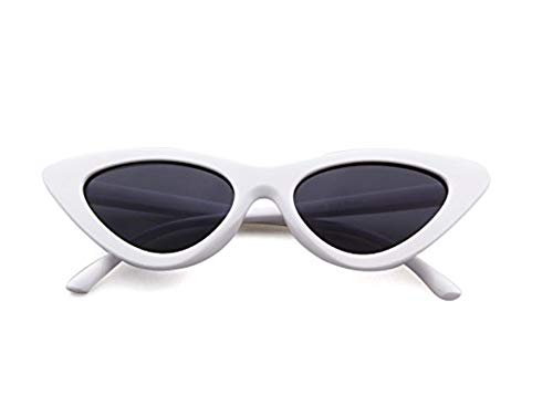 FOURCHEN Sunglasses for kids, Bold Retro Oval Mod Thick Frame Sunglasses Round Lens Clout Goggles (cat eye white)