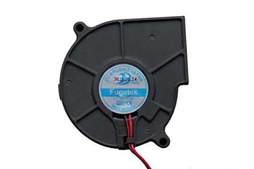 Fugetek 12V DC Brushless Blower Cooling Fan, HT-07530D12, 75x75x30mm, 2pin, Dual Ball Bearing, Computer Fan, Multi Use, Black, US Support