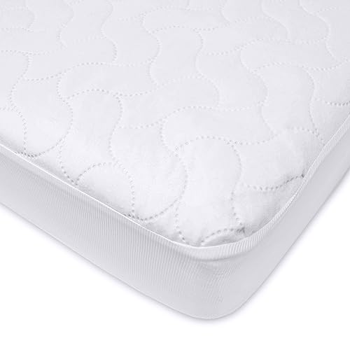 American Baby Company Waterproof Fitted Crib and Toddler Mattress Protector, Quilted and Noiseless Crib & Toddler Mattress Pad Cover, White, 52'x28'x9'