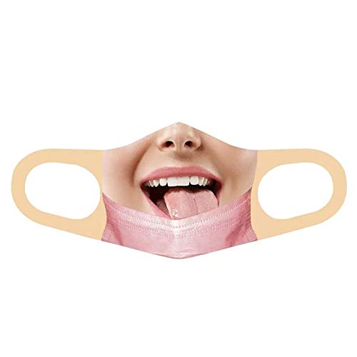 YIJIAJIA Maskless Bandit Prank Face Mask, Adults Funny Mouth Covering Mask Pulled Down Prank Trick Prank Pattern TIK_Tok Masks Af One Size