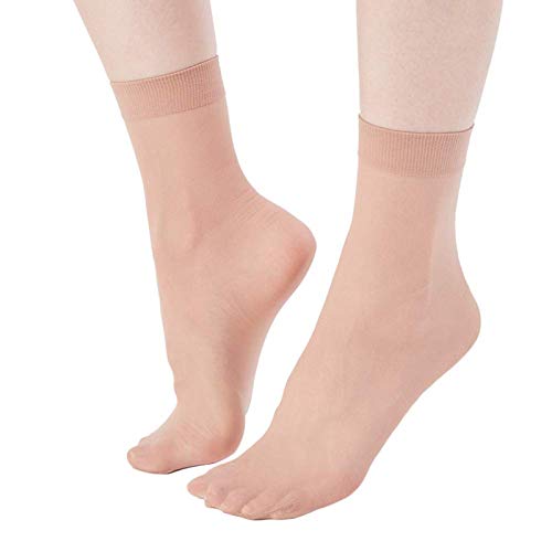 MANZI 12 Pairs Women's Ankle High Sheer Socks (12 Pairs Natural)