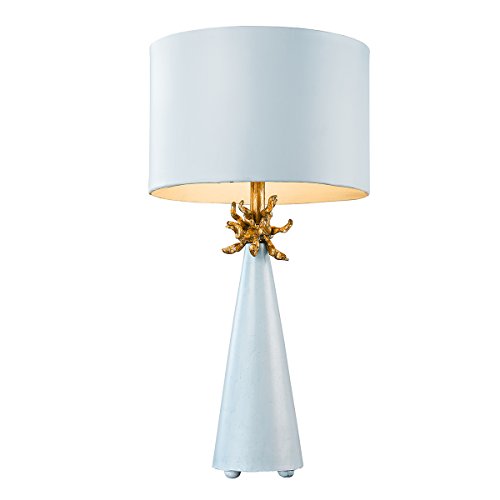 Flambeau Lighting TA1259 Neo Table, Le Ciel Blue Cone with Gold leafed Anemone and lamp Holder