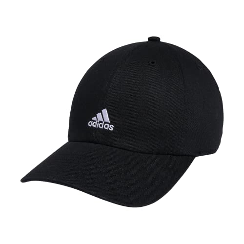 adidas Women's Saturday Relaxed Fit Adjustable Hat, Black/White, One Size