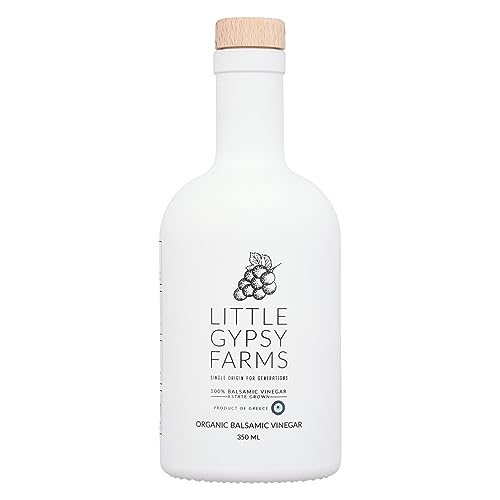 Oak Barrel Aged Organic Balsamic Vinegar | Little Gypsy Farms Estate Grown Greek Grapes | Bioflavonoid Antioxidants | Small Farm & Single Origin | Product Of Greece l 350ml