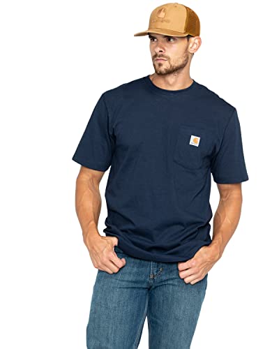 Carhartt Men's Loose Fit Heavyweight Short-Sleeve Pocket T-Shirt (), Navy, X-Large Tall