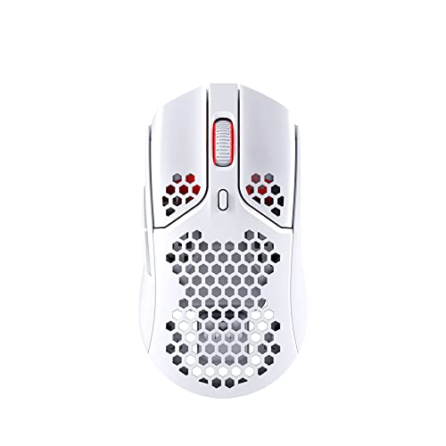HyperX Pulsefire Haste – Gaming Mouse – Ultra Lightweight, 62g, 100 Hour Battery Life, 2.4Ghz Wireless, Honeycomb Shell, Hex Design, Up to 16000 DPI, 6 Programmable Buttons – White