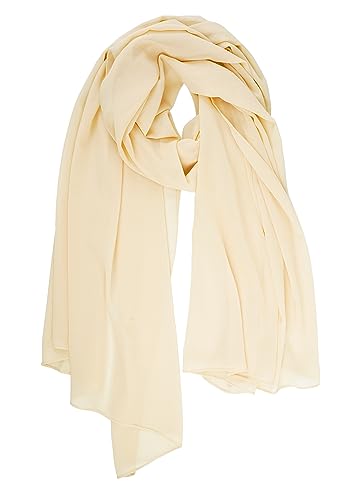 YOUR SMILE for Women Lightweight Breathable Solid Color Soft Chiffon Long Fashion Scarves Sunscreen Shawls (Beige)