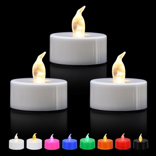 KOABY 12/24/50/100/200/400 Pack Battery Operated Tea Lights Candles, Flickering Flameless LED Lights, Last 200H+, for Decoration(12 Pack, Warm White)