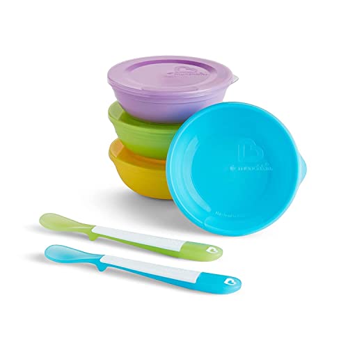 Munchkin Love-a-Bowls 10 Piece Baby Feeding Set, Includes Bowls with Lids and Spoons, Multicolor