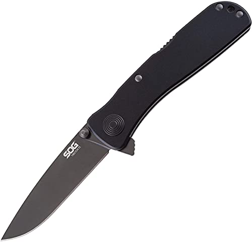 SOG Twitch ll Lockback Knife- EDC Assisted Opening Tactical Folding Knife with 2.65 Inch AUS 8 Stainless Steel Blade and Low Carry Clip with Double Thumb Studs (TWI2-CP)