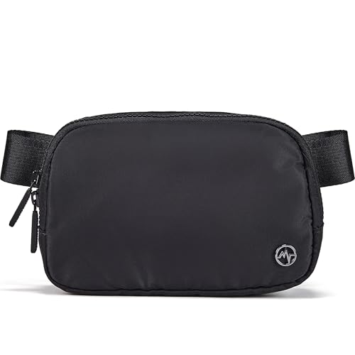 Pander Two Way Zipper Fanny Pack Nylon Everywhere Belt Bag for Women, Water Repellent Waist Packs, Crossbody Bags with Adjustable Strap (Black).